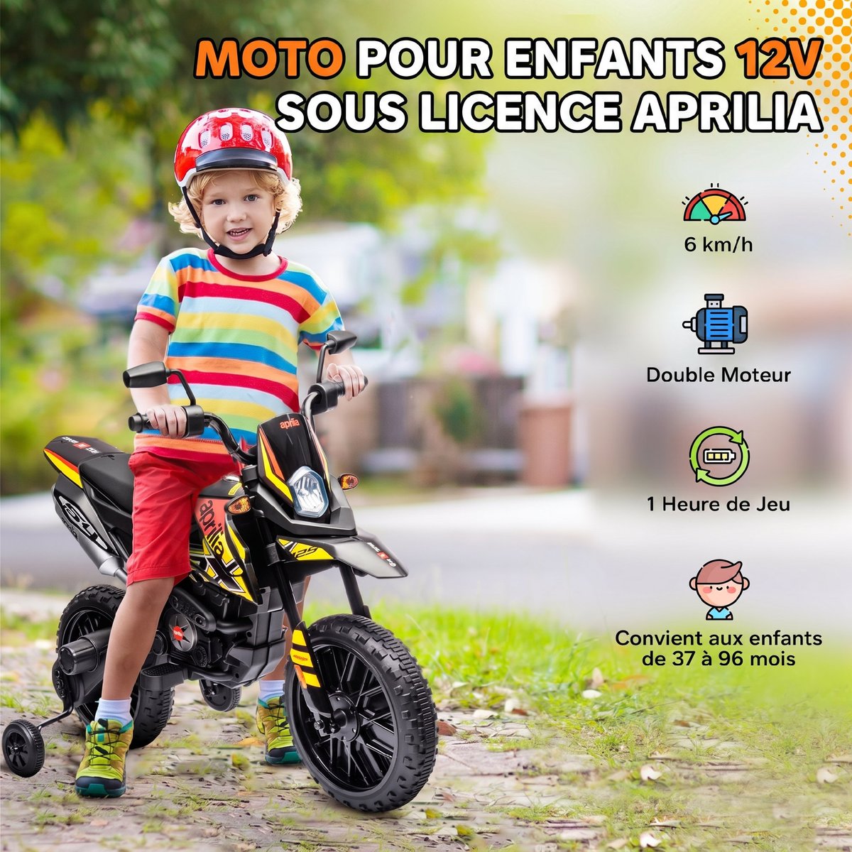 Moto électrique à conducteur assis PP Jaune jaune, AIYAPLAY