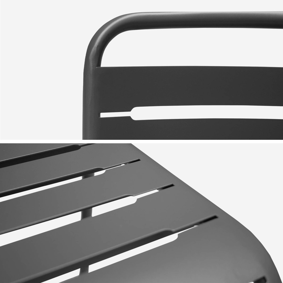 Table de jardin bistrot ronde acier + 2 assises OREA + AMÉLIA kaki, SWEEEK
