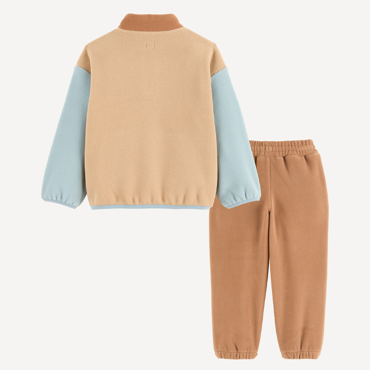 Ensemble 2 pièces, sweat avec col montant zippé et pantalon, en polaire marron, LA REDOUTE COLLECTIONS