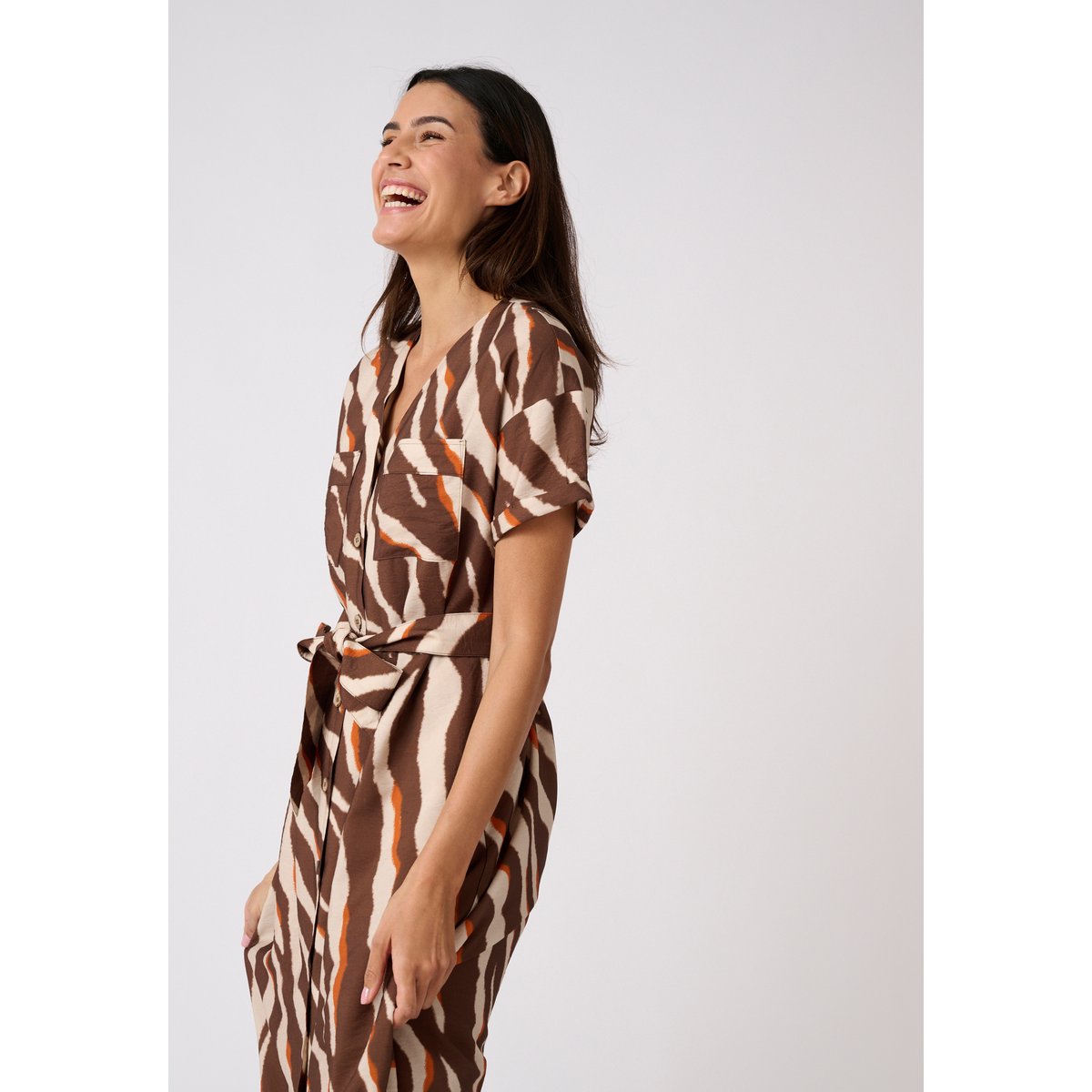 Robe imprimé animalier Climatyl marron animalier, DAMART