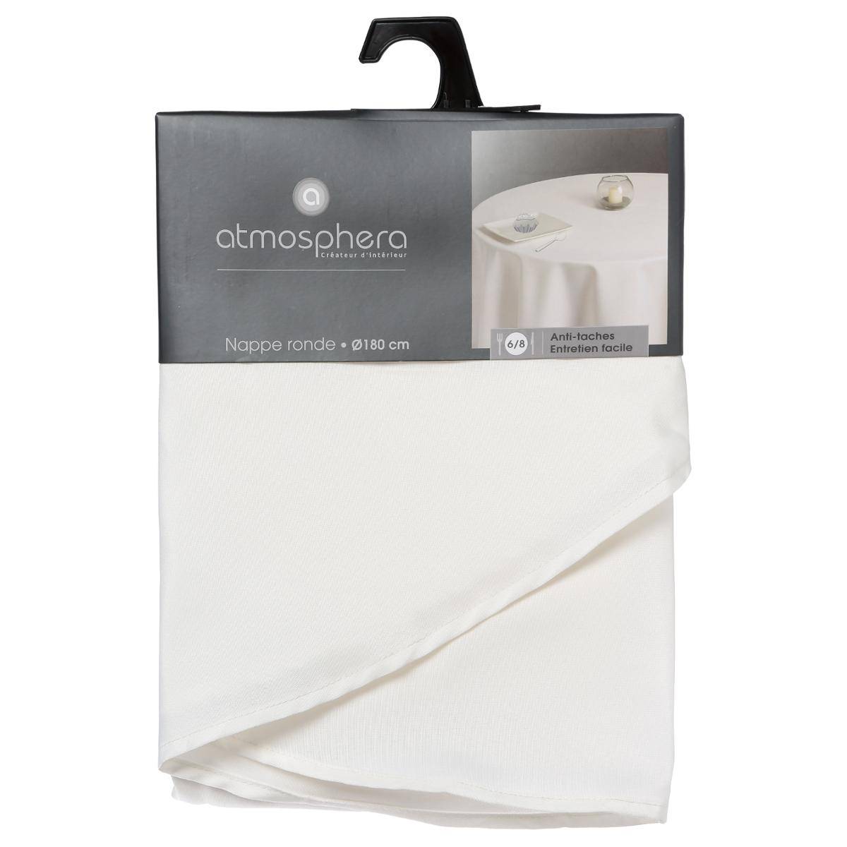 Nappe ronde anti-tâche LALLIE ivoire, ATMOSPHERA