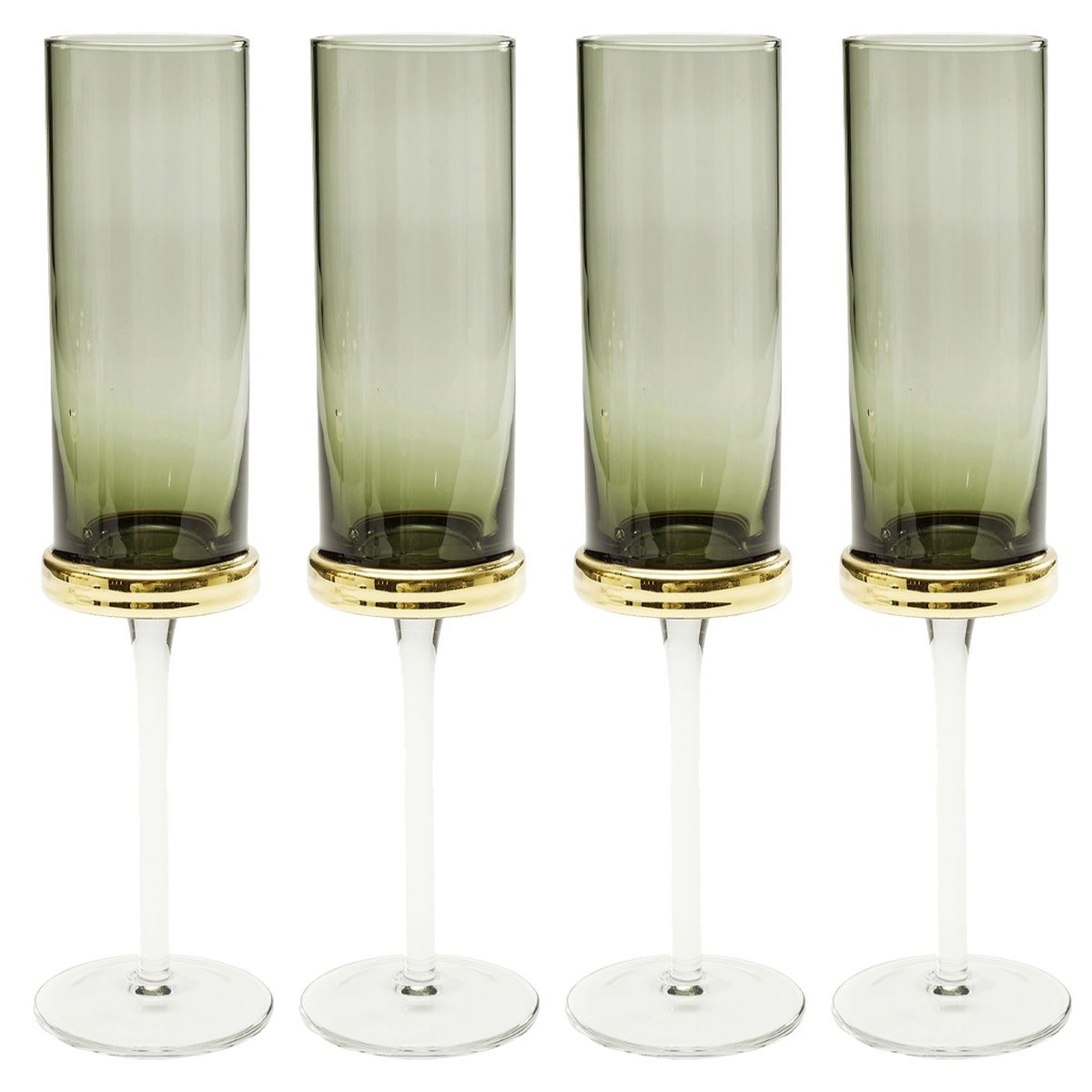 Lot de 4 flûtes à champagne, INNOCENT vert, KARE DESIGN