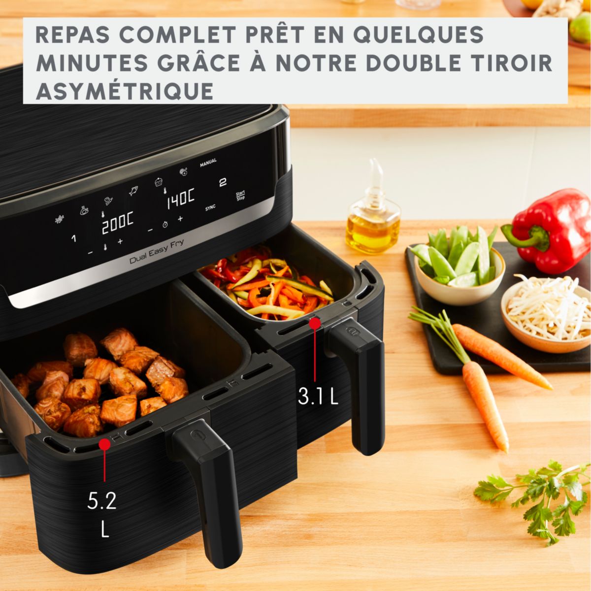 Friteuse sans huile Easy fry Dual XXL 8,3L EZ901N20 couleur unique, MOULINEX