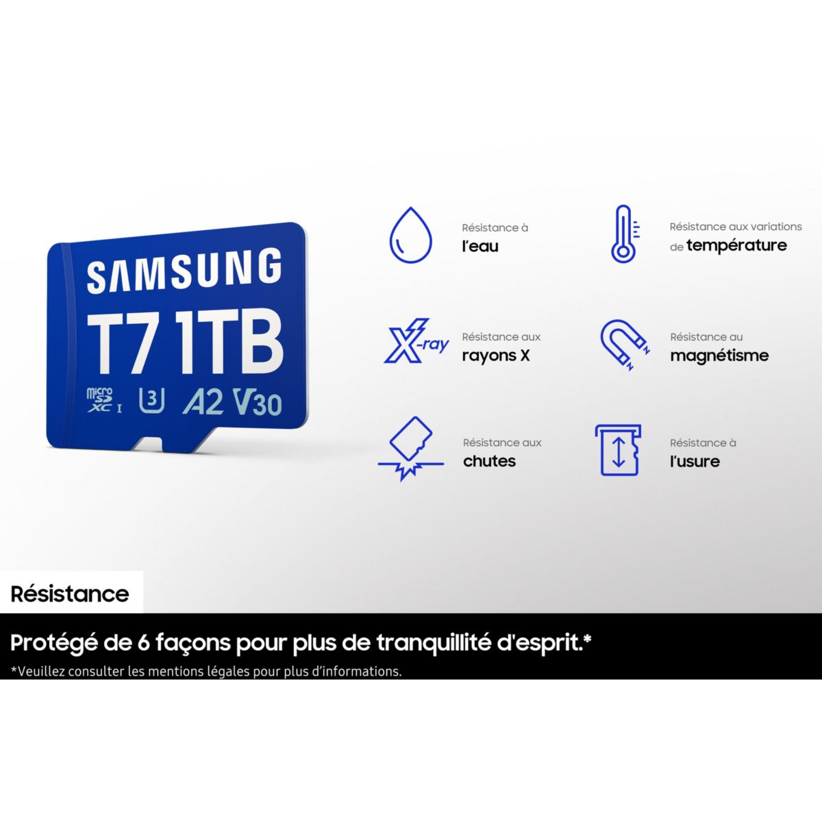 Carte Micro SD T7 256G U3 V30 A2 Classe 10 couleur unique, SAMSUNG