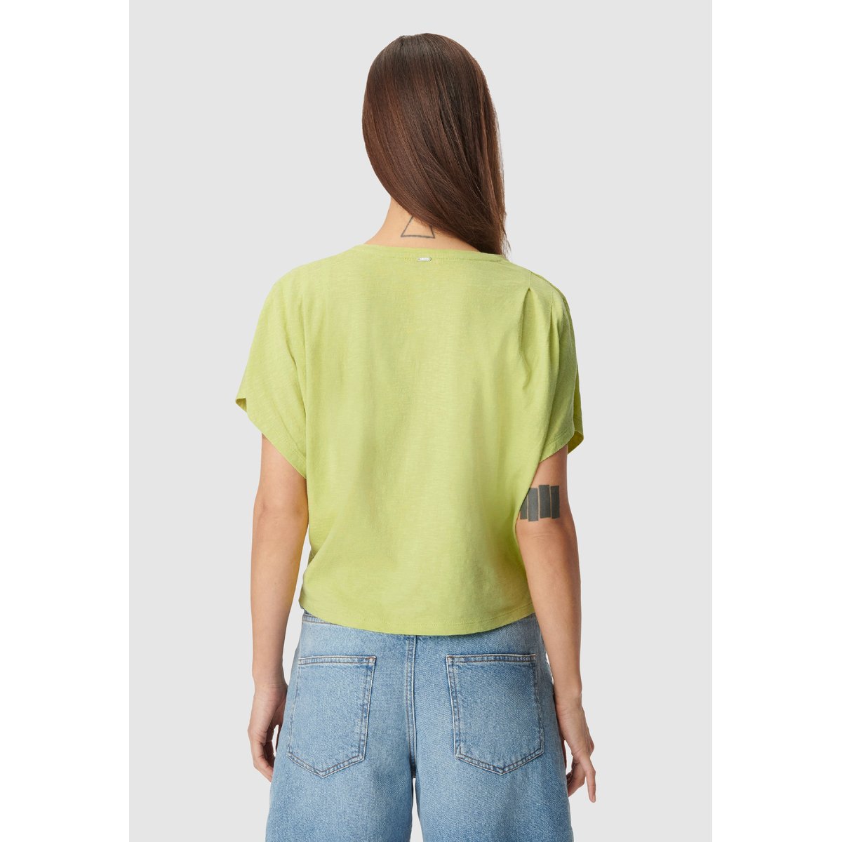 Tee-shirt col V à message vert clair, IKKS