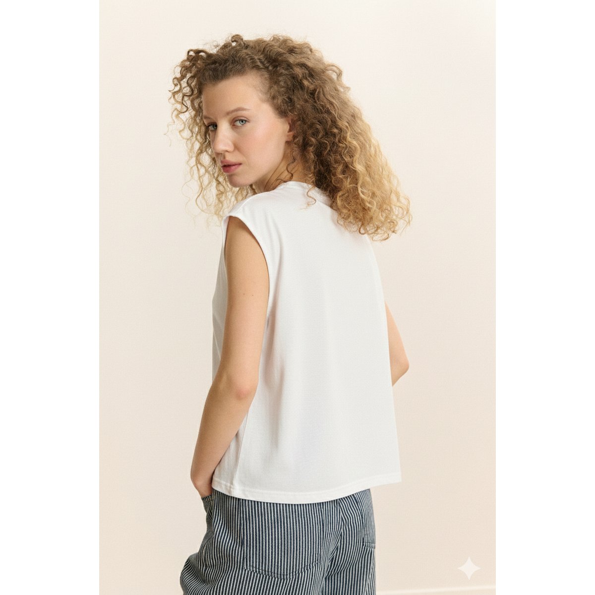 T-shirt sans manches VIVI blanc, GARANCE PARIS 
