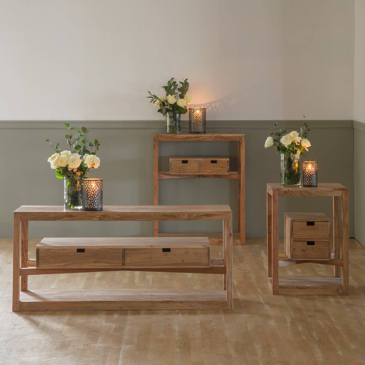 Console en bois d'acacia rectangle OSLO bois clair, MADE IN MEUBLES