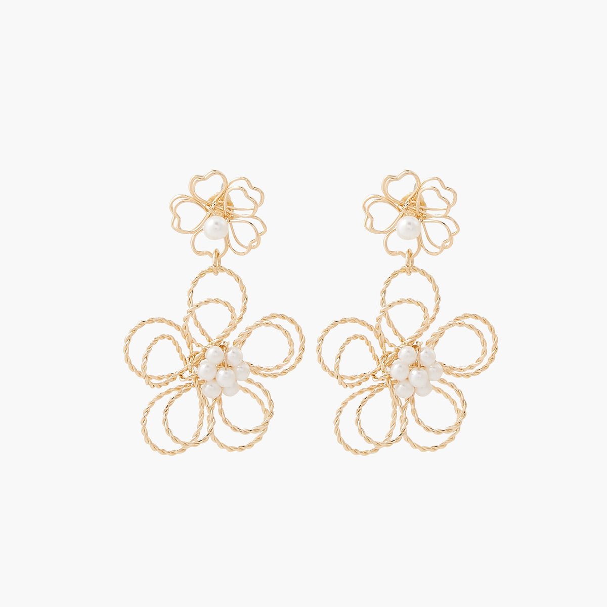 Boucles d'oreilles fleurs en métal doré doré, BALABOOSTE