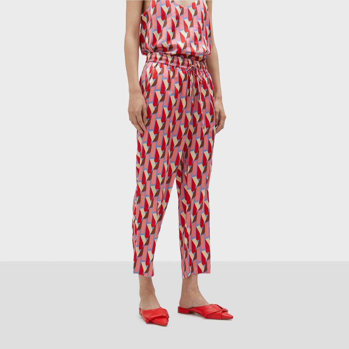 Pantalon chinos avec cordon de serrage rose clair, LOLA CASADEMUNT