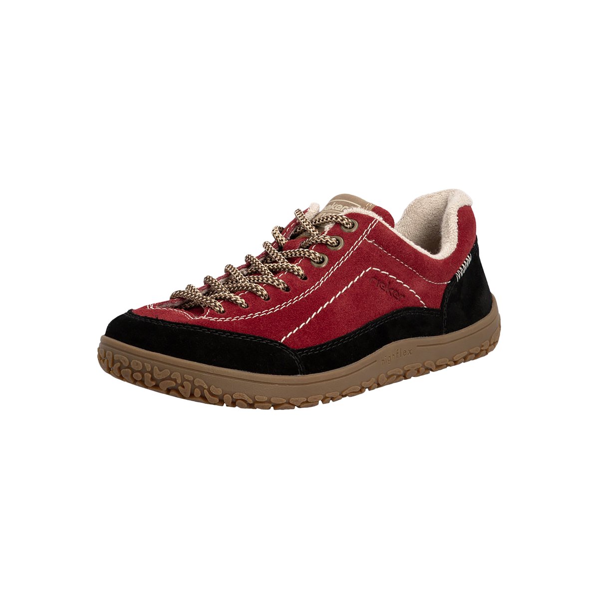 Basket Cuir Morelia rouge-combi, RIEKER