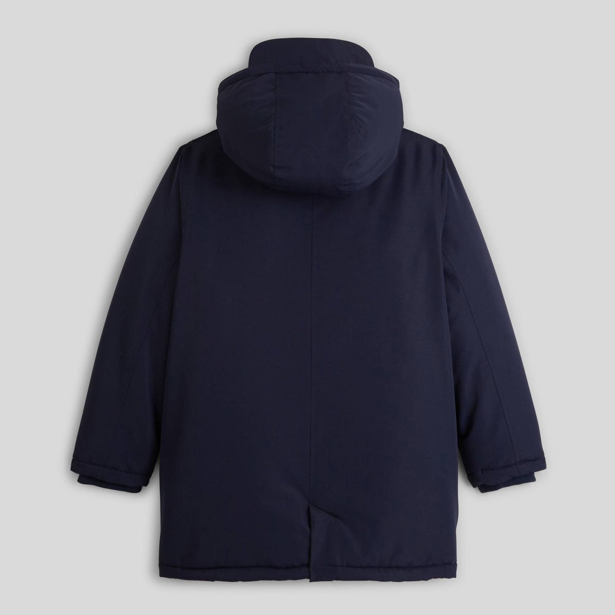 Manteau imperméable long à capuche contenant du polyester recyclé marine, MONOPRIX