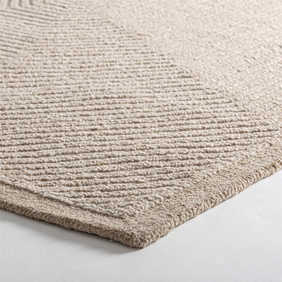 Tapis en laine à relief graphique tons bruns, RECOLLECTION