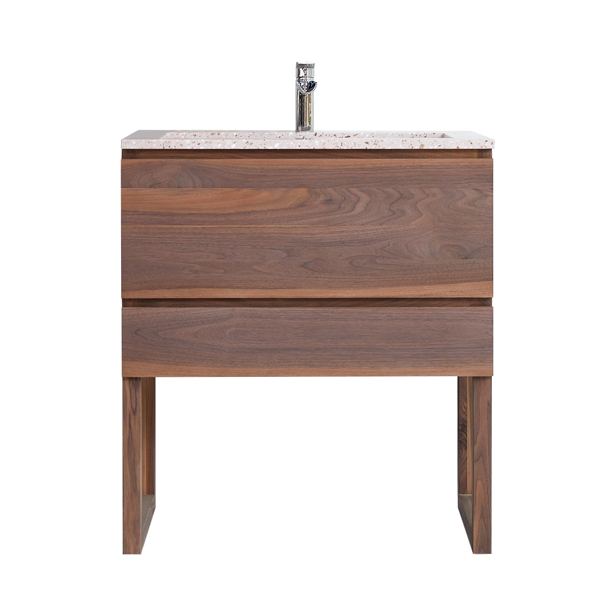 Meuble Salle De Bain en Noyer massif, EDGAR rose, TIKAMOON