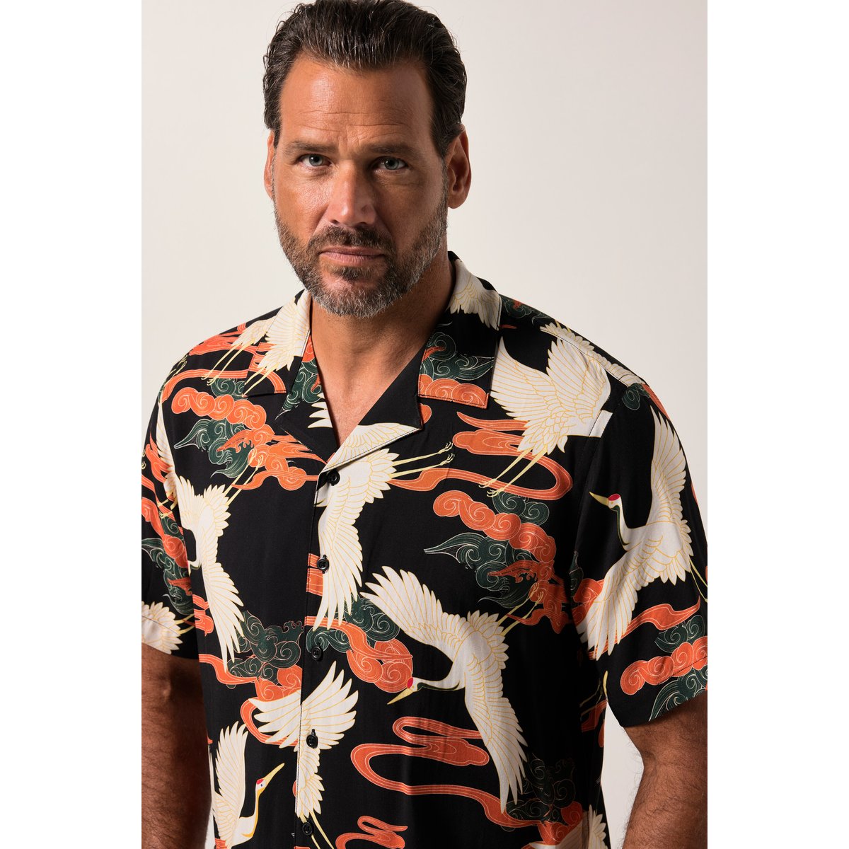 Chemise en viscose imprimé all-over noir, JP1880