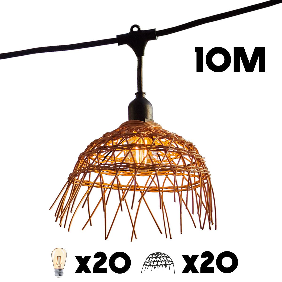Guirlande connectable E27 2x HAWAII LIGHT marron, LUMISKY