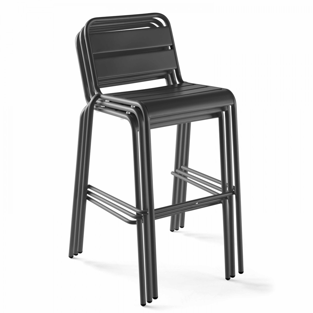 Chaise haute de jardin en métal, PALAVAS gris anthracite, OVIALA
