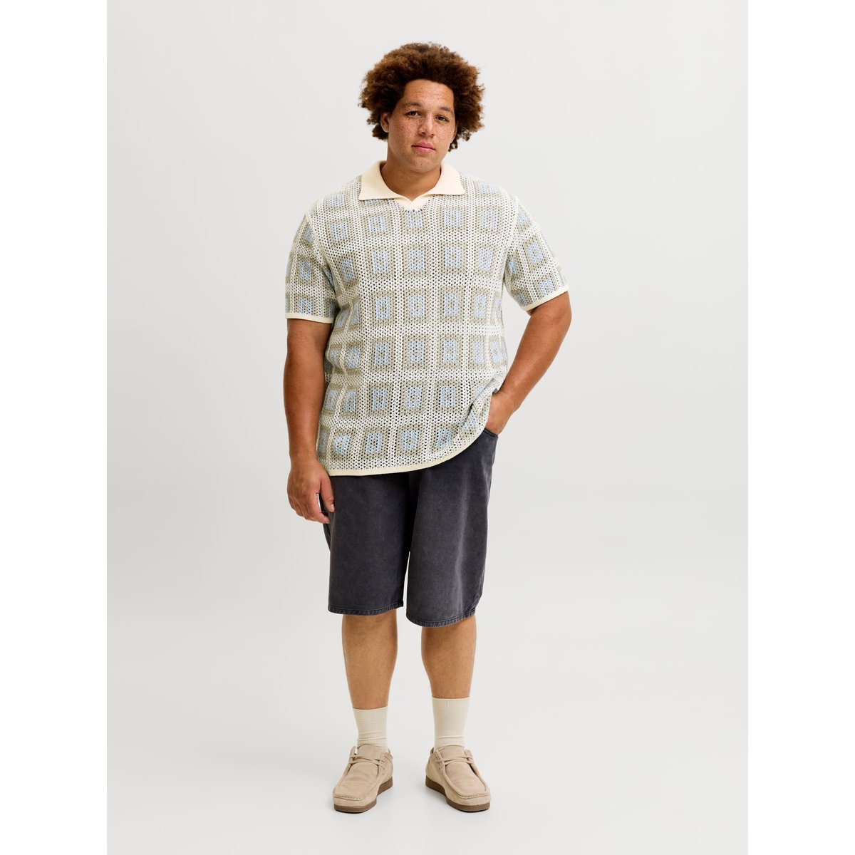 Polo Tricoté blanche - sea salt, JACK & JONES