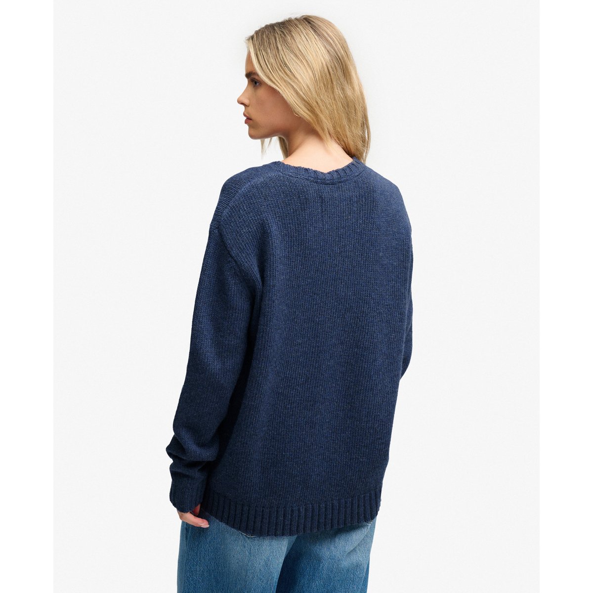 Pull en maille intarsia Heritage bleu marine éclipse, SUPERDRY