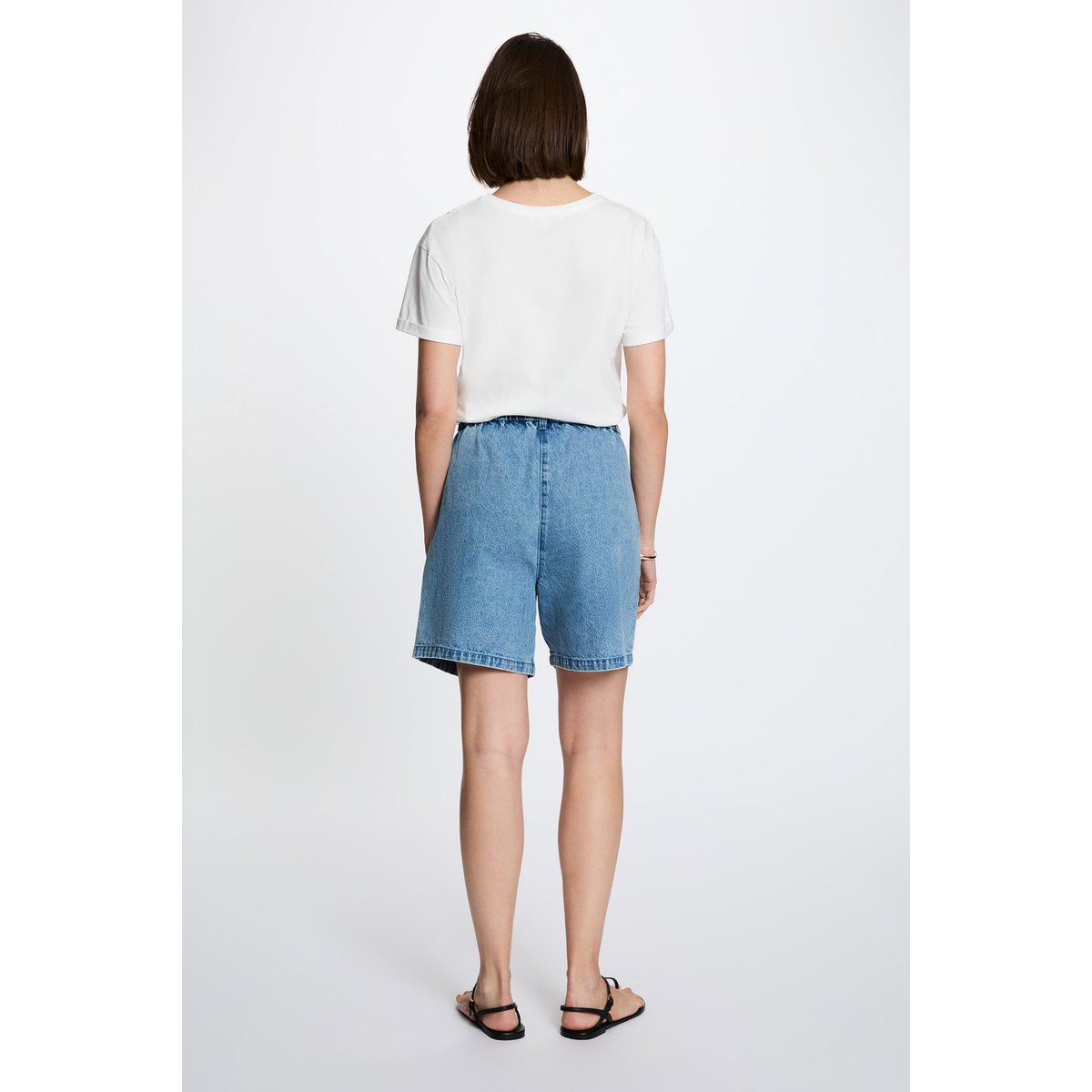 T-shirt imprimé col rond blanc, MORGAN