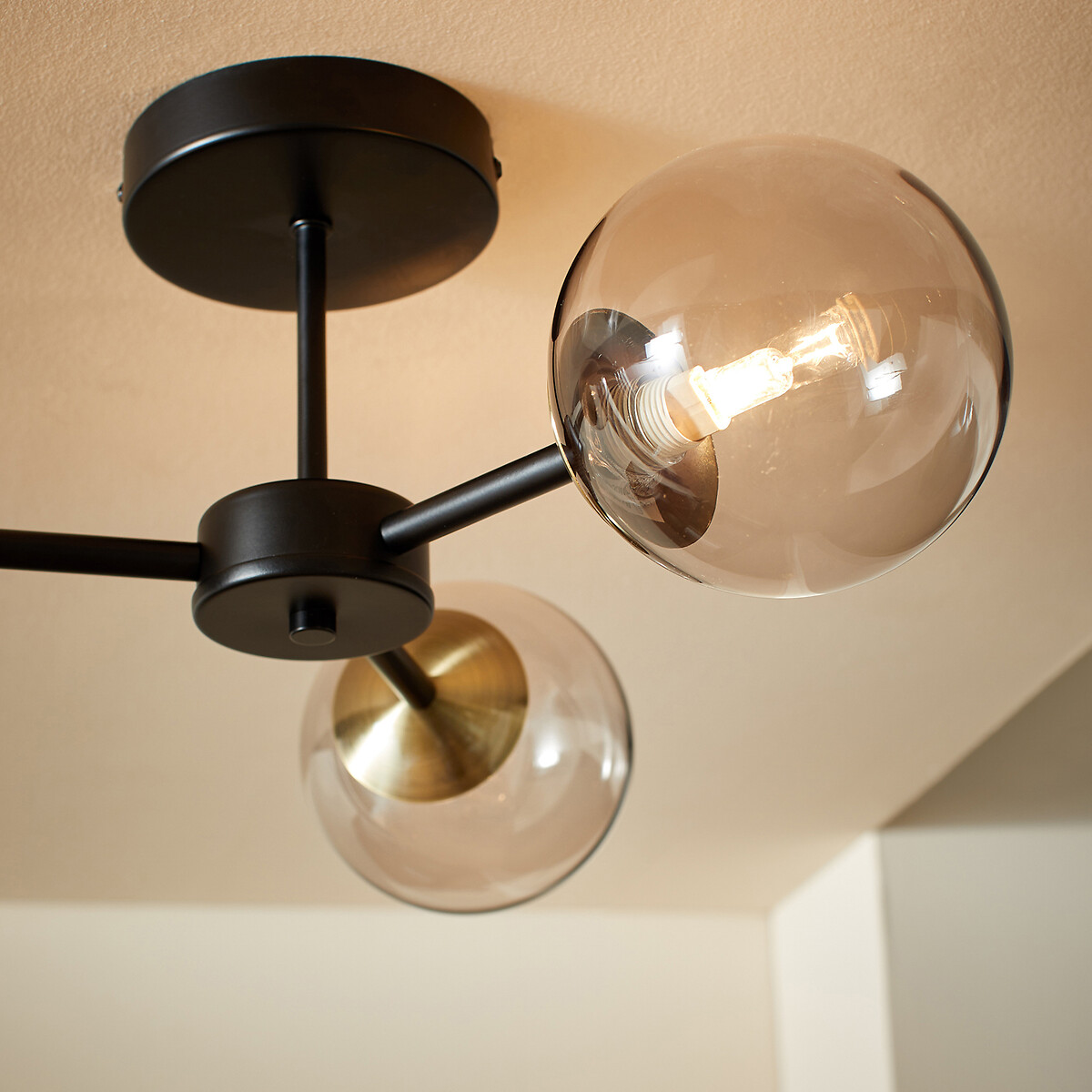 MADE.COM Globe 3-Light Semi-Flush Ceiling Light in Black matt black, MADE