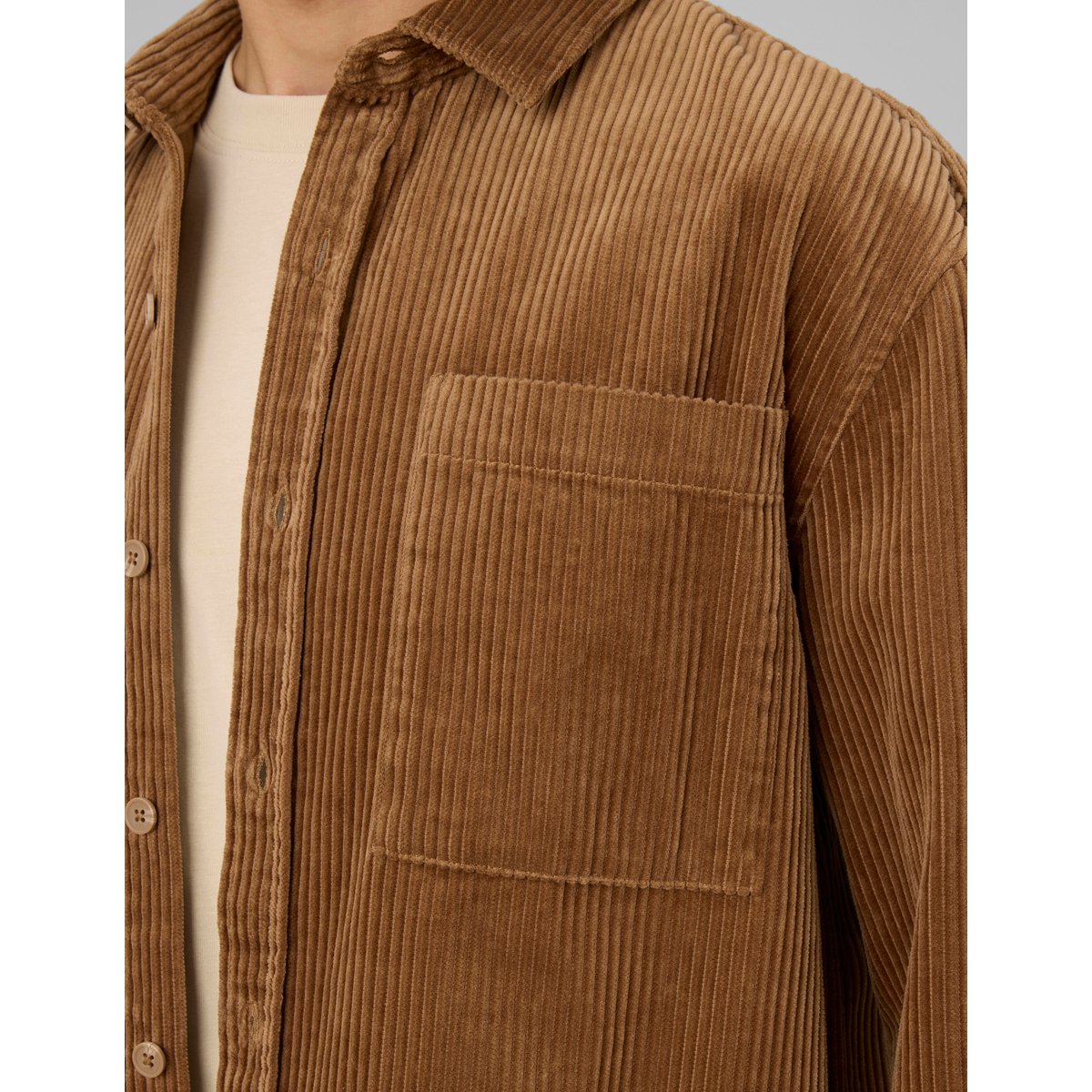 Chemise en velours côtelé camel, BZB