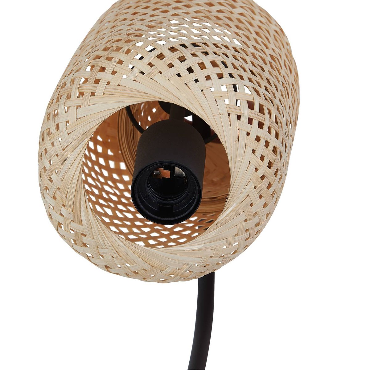 Lampadaire en métal, Venora bois clair, noir, LINDBY