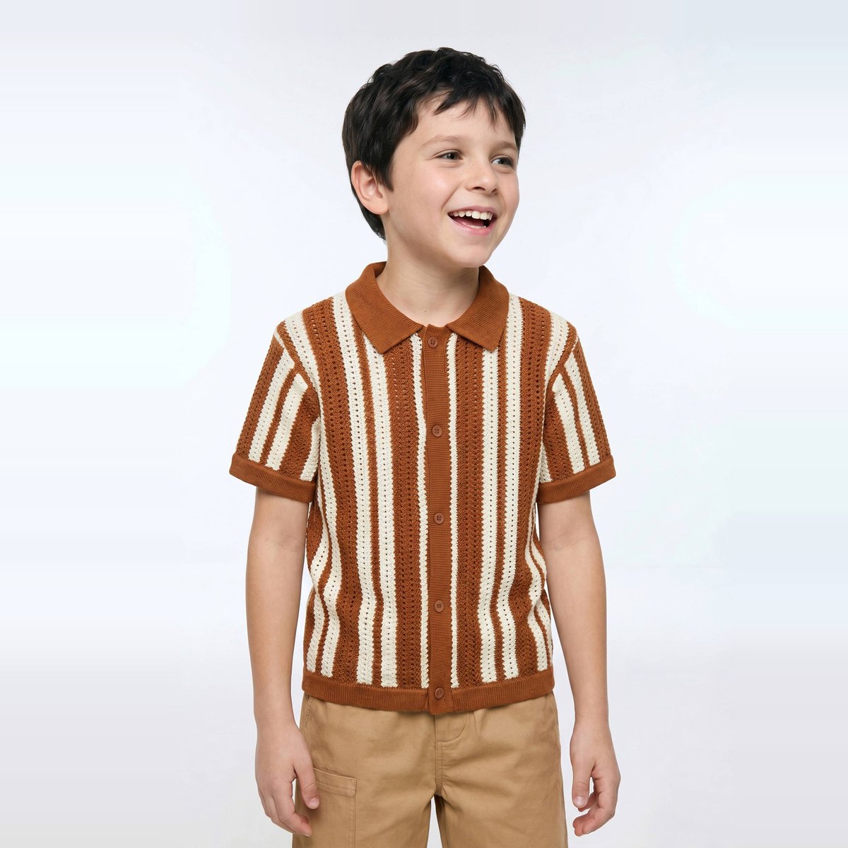 Chemise manches courtes en maille en coton pollux, MONOPRIX