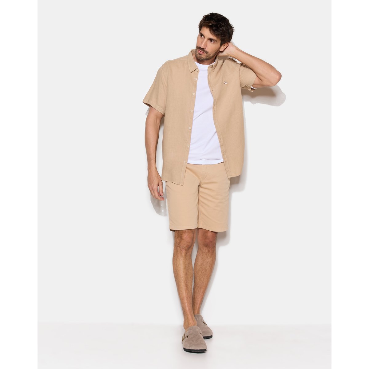 Chemise en lin LINO manches courtes beige, CHEVIGNON