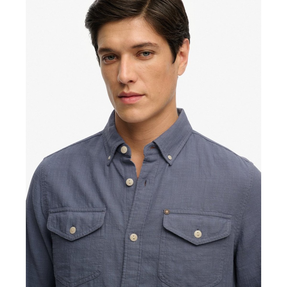 Chemise Manches Longues The Merchant Store Lite bleu silex, SUPERDRY