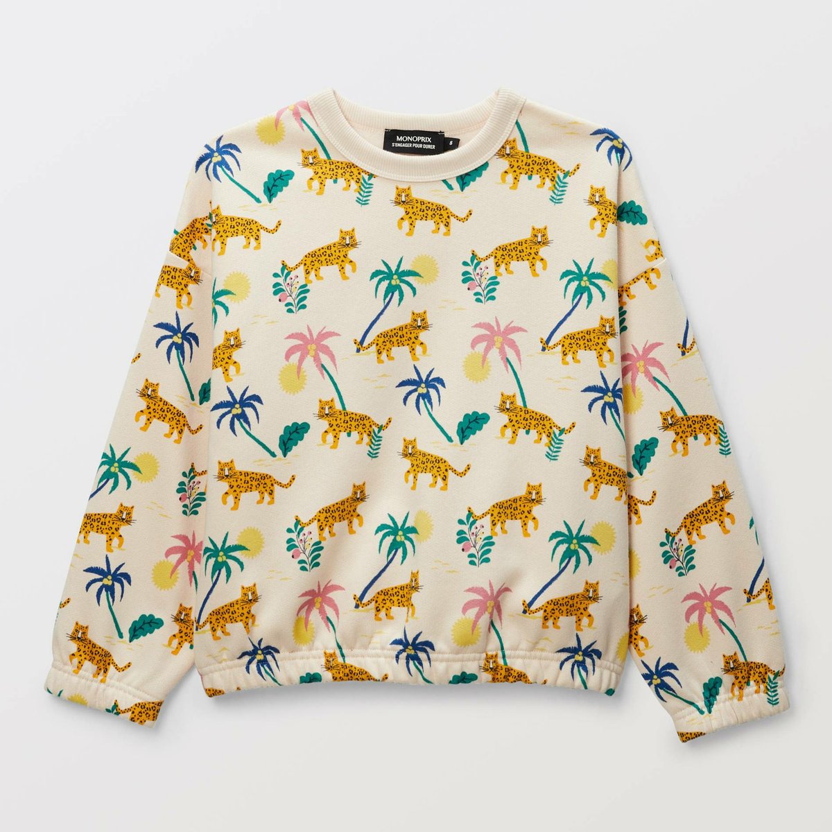 Sweat imprimé en coton BIO GOTS amaretti, MONOPRIX