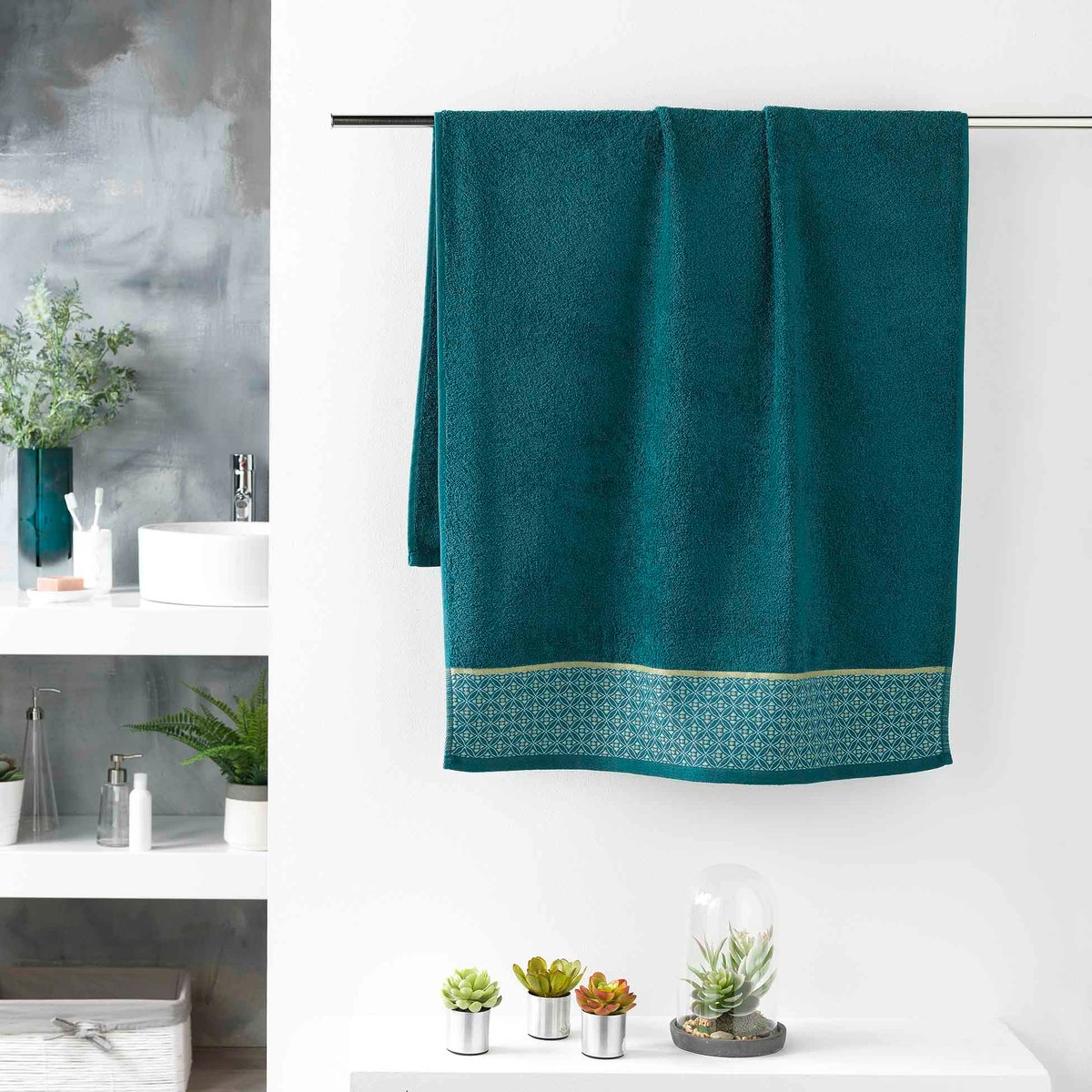 Serviette de toilette 70 x 130 cm Art-Chic Beline gris bleu, EDEN