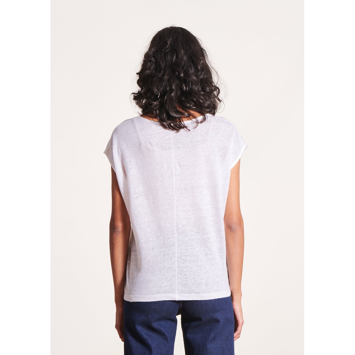 T-shirt en lin manches courtes blanc, LA FEE MARABOUTEE