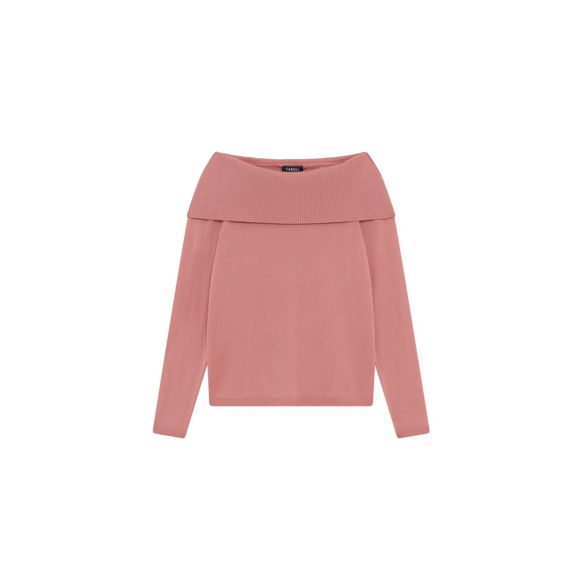 Pull droit col châle MARGE vieux rose, CAROLL