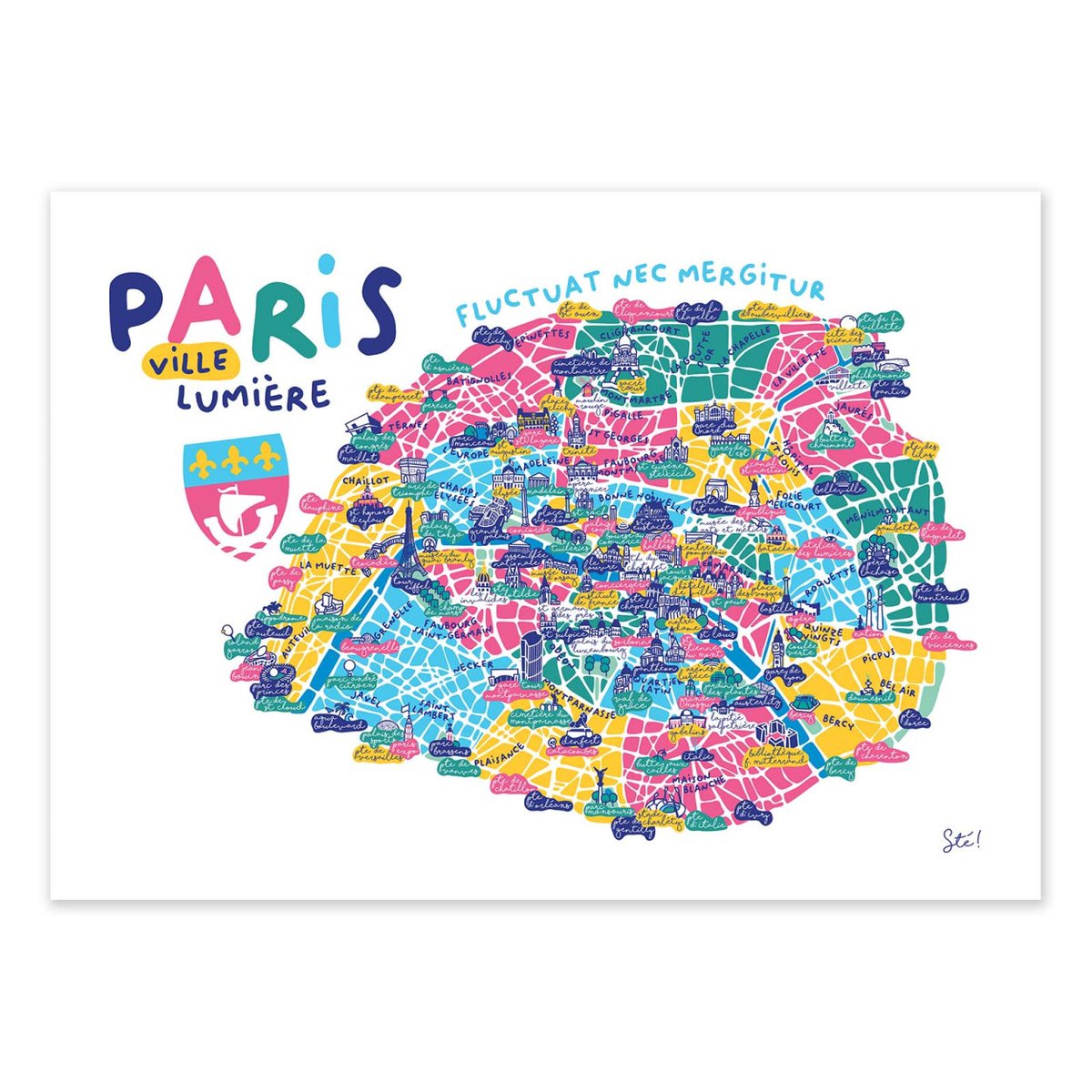 Affiche d'art - Paris - Sté! couleur unique, WALL EDITIONS