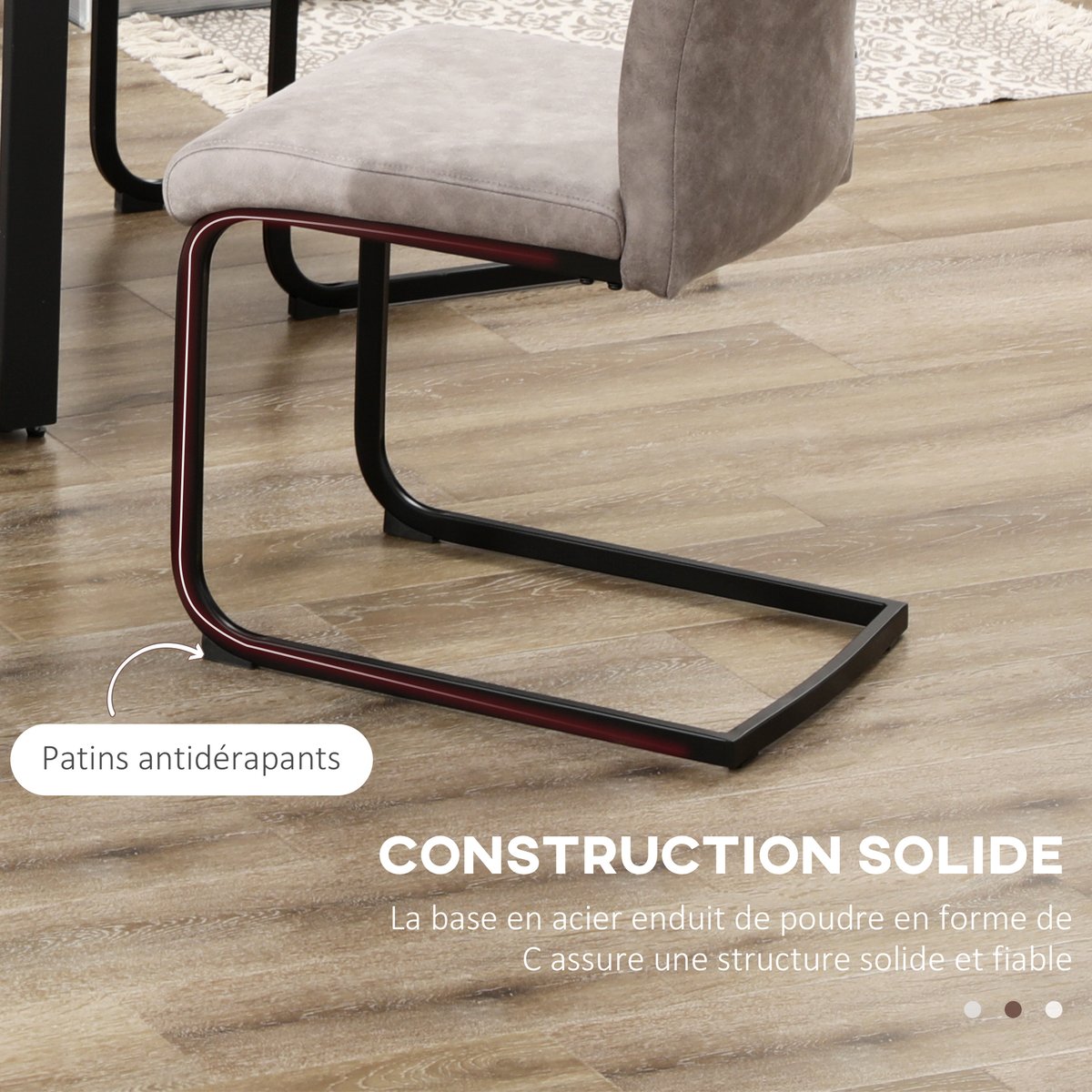 Chaise de salle à manger Tissu en microfibre marron et noir, HOMCOM