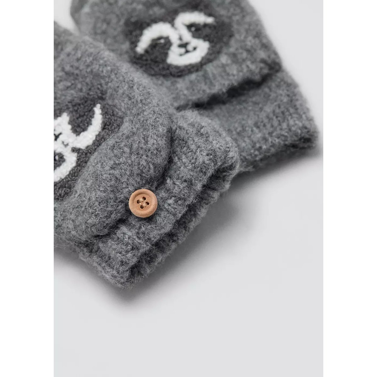 Gants en maille avec motif raton laveur gris, MANGO BABY