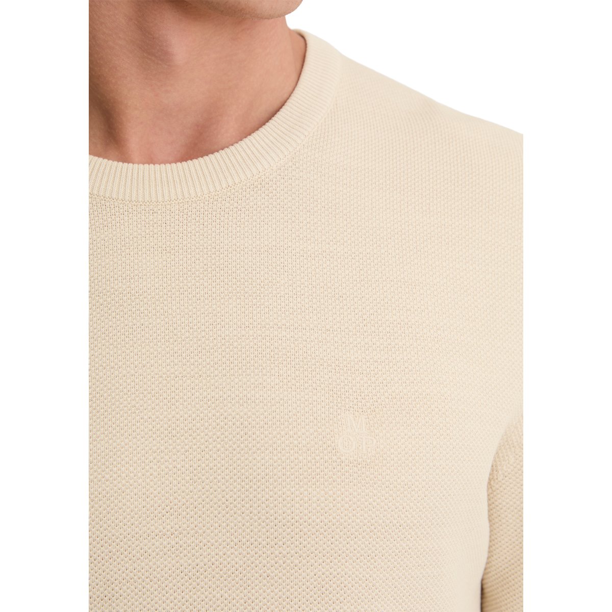 Pull-over regular avec une structure finement piquée beige, MARC O'POLO