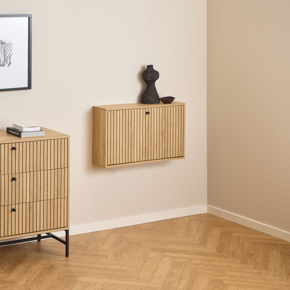 Meuble à chaussures mural en bois L71,6cm- STORO bois clair, DRAWER
