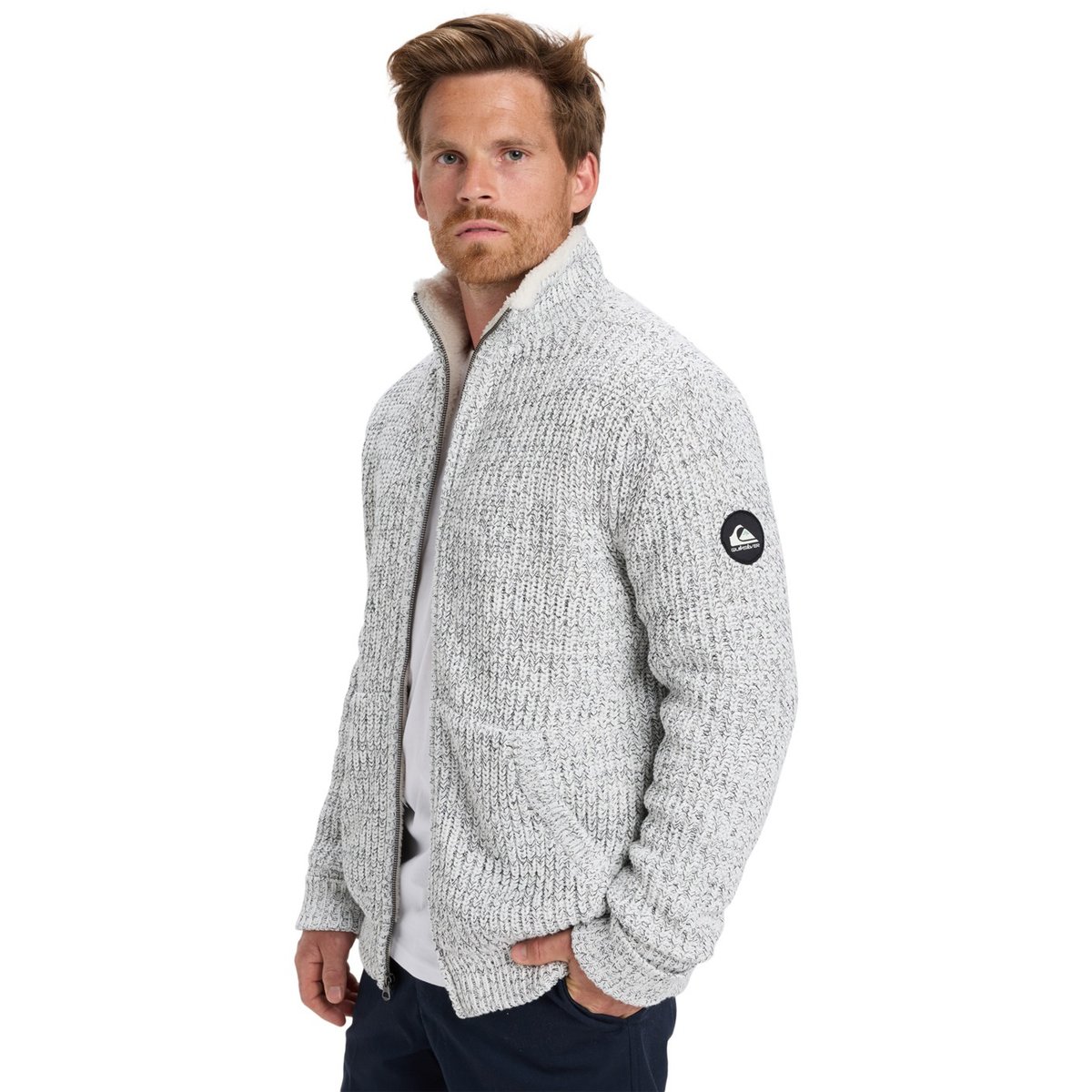 Pull doublé à fermeture éclair BOKETTO gris light grey heather, QUIKSILVER