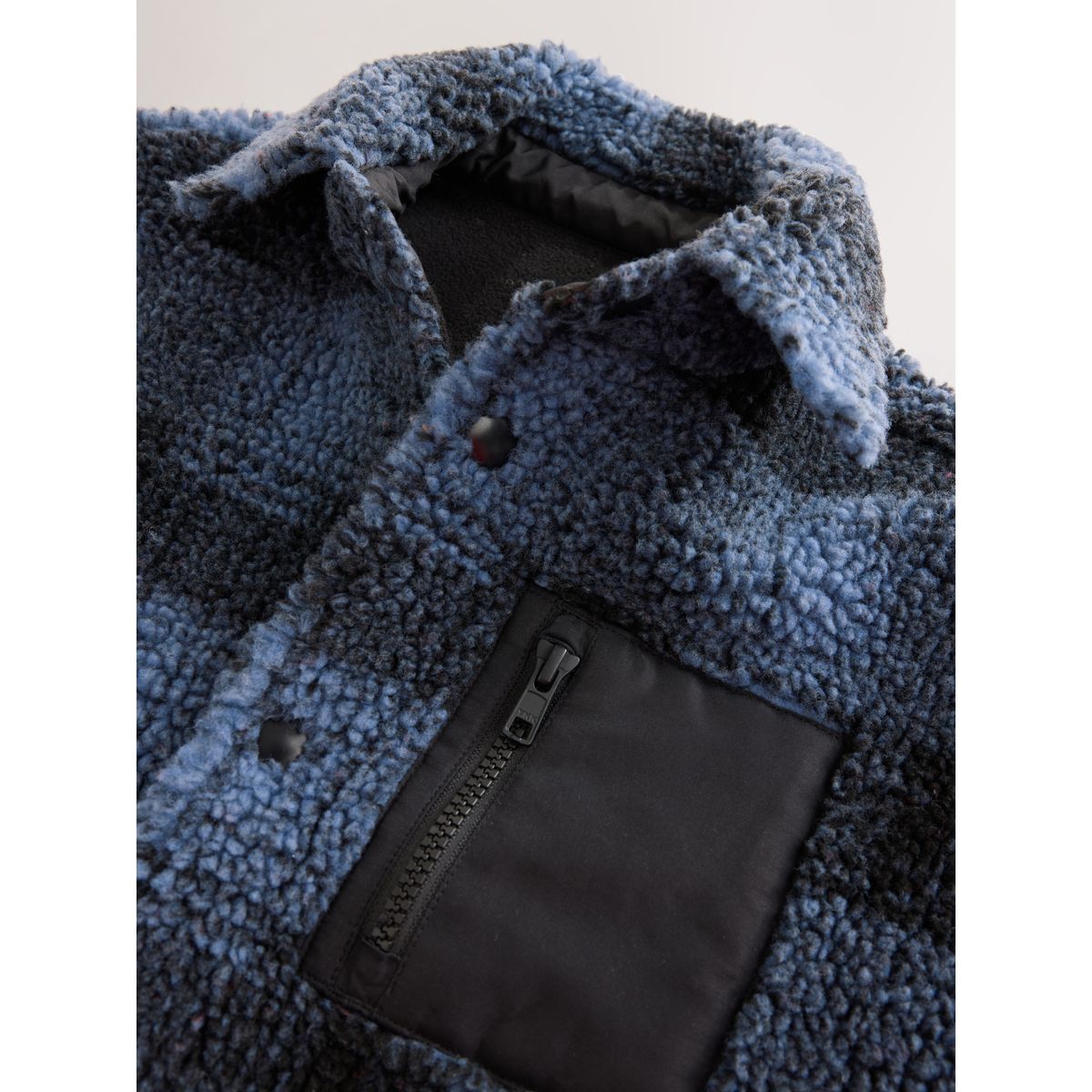 Veste-chemise polaire peau lainée carreaux bleus, NEXT