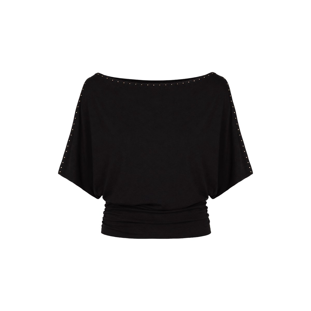 Top en maille avec ceinture drapée et strass noir, THE-ARE