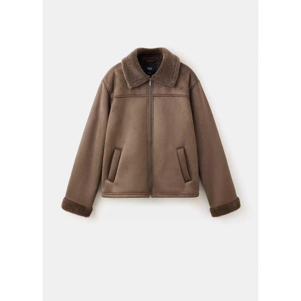 Manteau effet daim imitation mouton retourné marron, MANGO TEEN