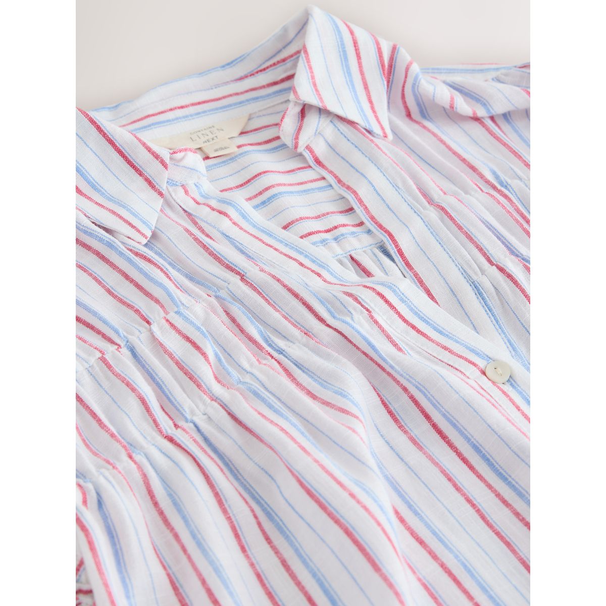 Chemise manches courtes contenant du lin rayures blanches/rouges/bleues, NEXT