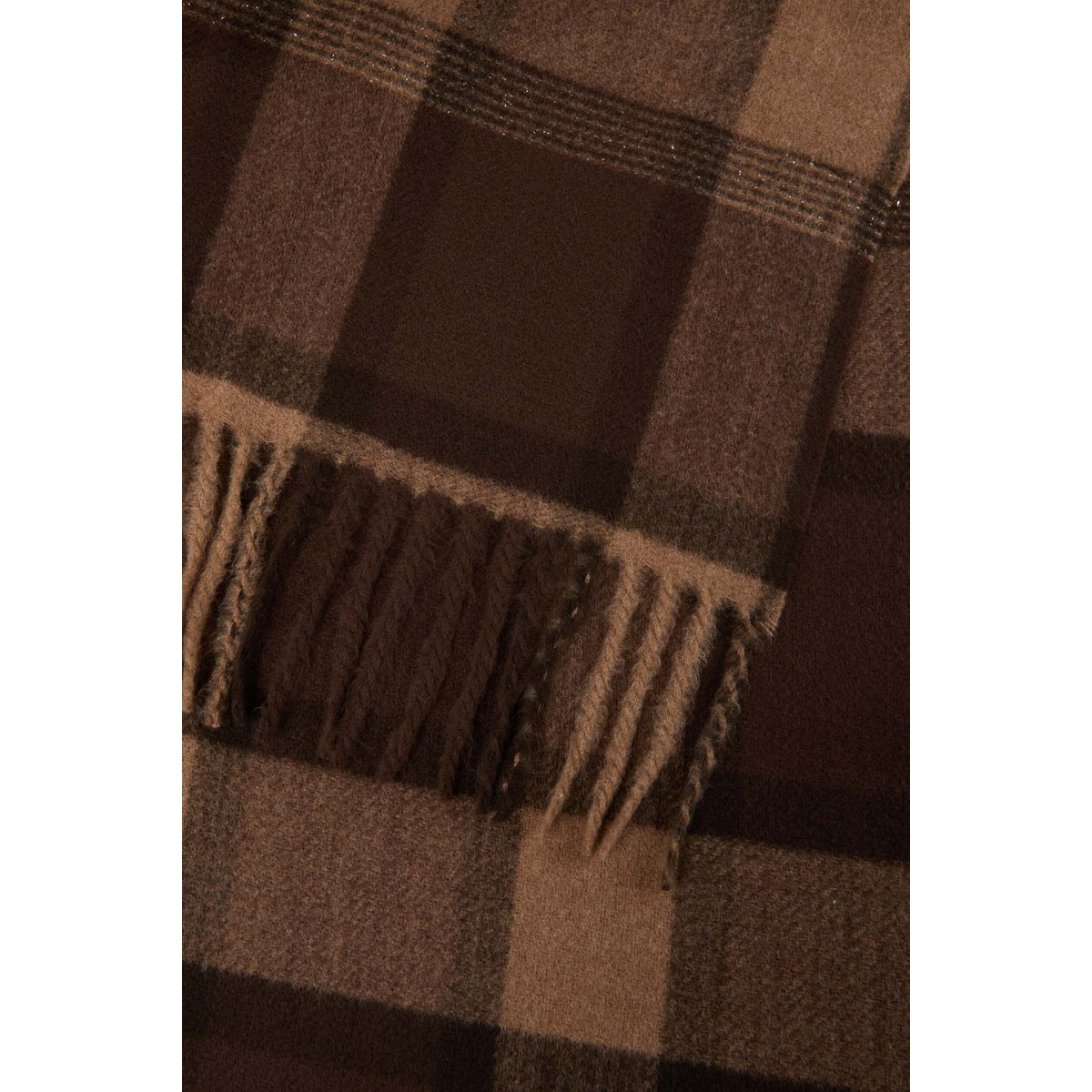 Écharpe à carreaux marron foncé, MORGAN