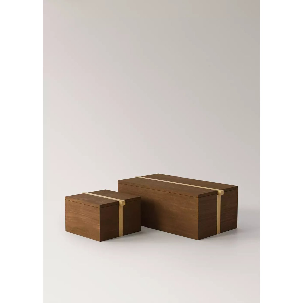 Boîte carrée en bois bicolore de taille moyenne marron, MANGO HOME