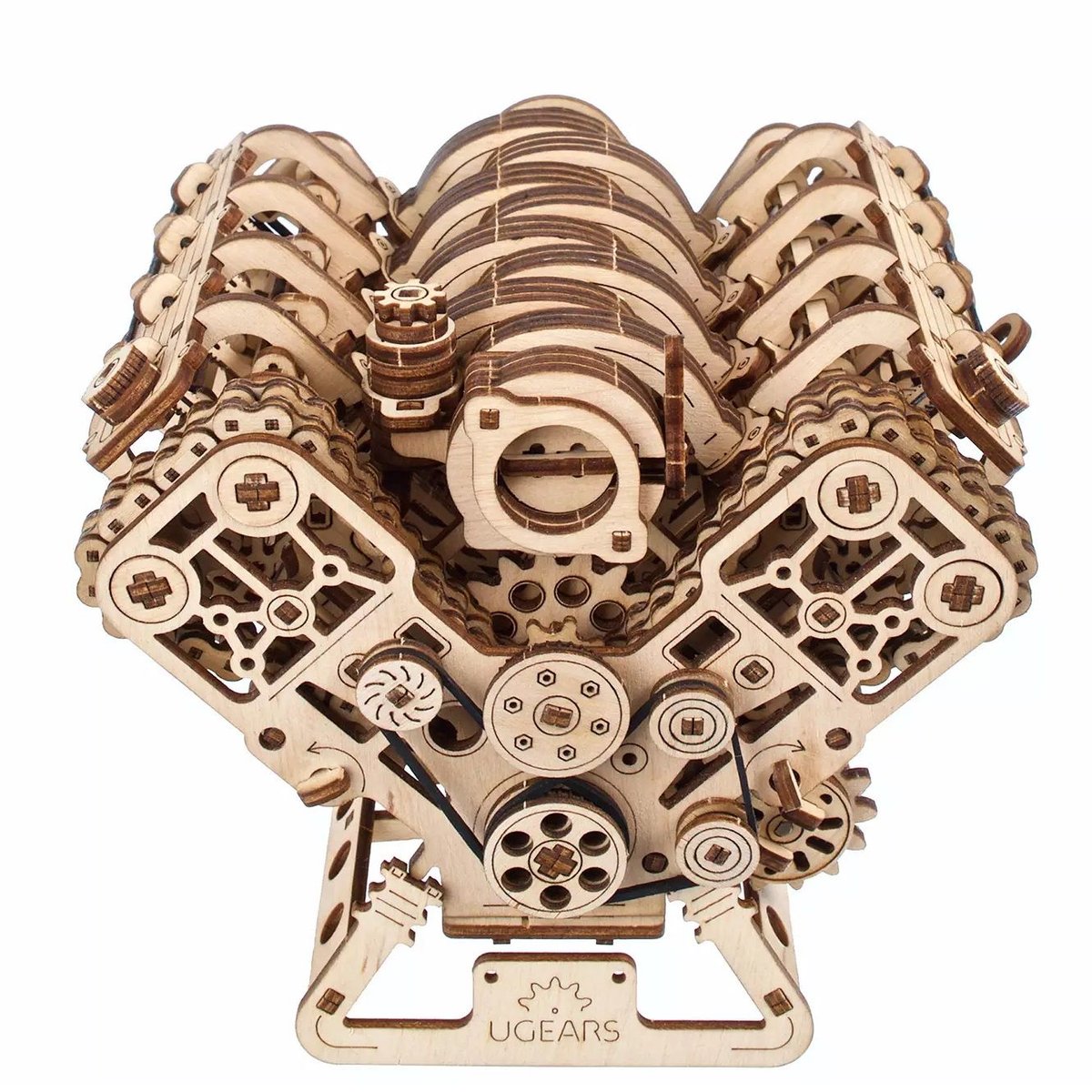 Puzzle 3D Moteur V8 beige, UGEARS
