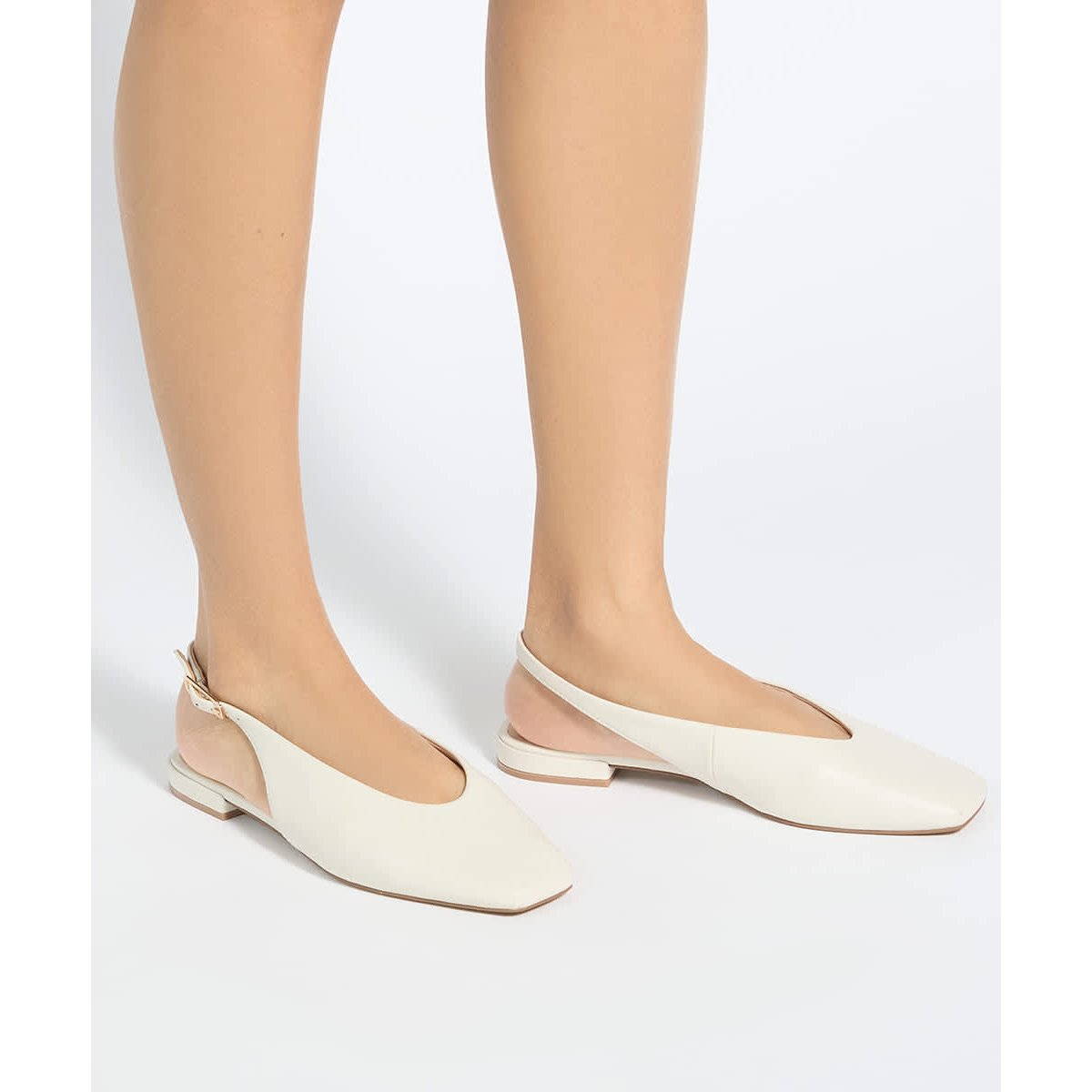 Ballerines à bride arrière en cuir - HEARTBEAT ecru-leather, DUNE LONDON
