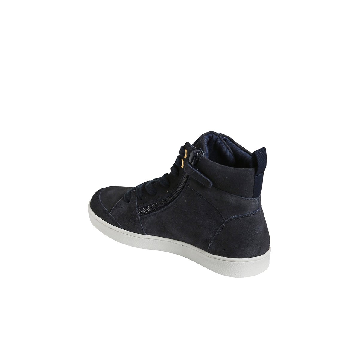 Baskets mid cuir lacées et zippées bleu marine, VERTBAUDET