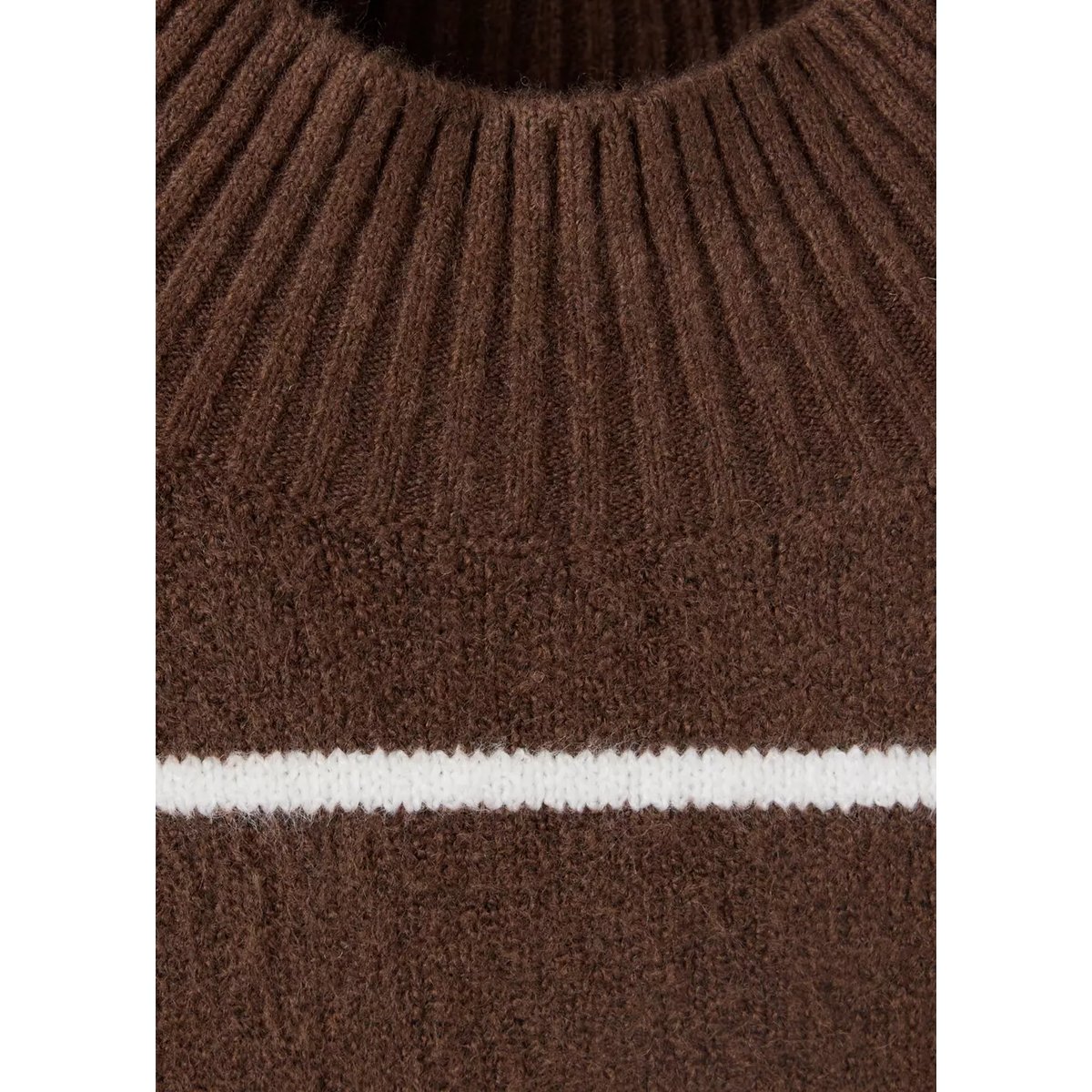 Pull-over rayures col montant marron, MANGO