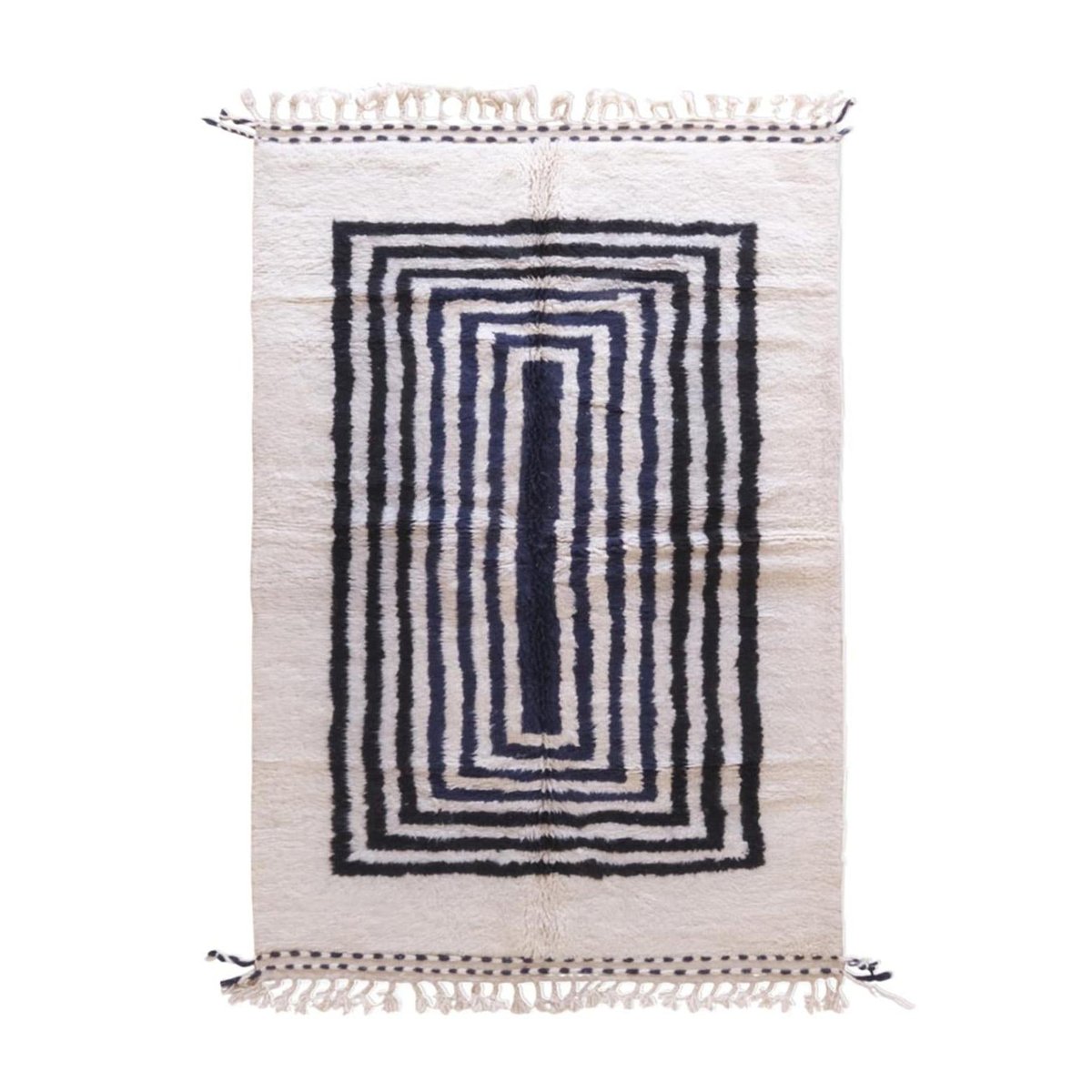 Tapis berbère élégant pour intérieur moderne en laine 175 x 268 cm noir intense, AFK LIVING